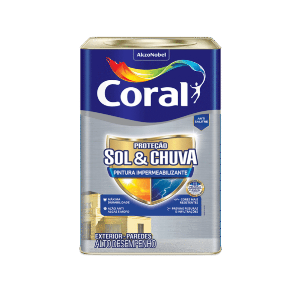 Tinta Acrílica Premium Coral Sol & Chuva – Branco Fosco | 18 Litros