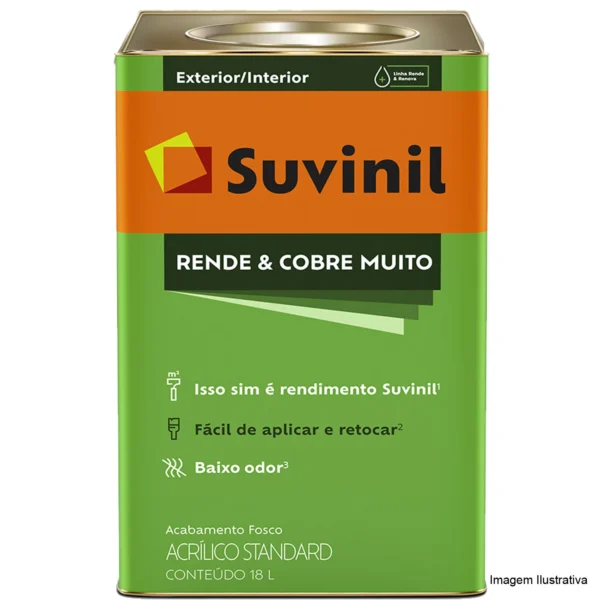 Tinta Acrílica Suvinil Rende & Cobre Muito Standard – Branco Fosco | 18 Litros