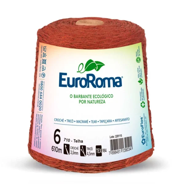 Barbante EuroRoma – Tex 984 | Nº 6 – 610m – Cor 710 (Telha)