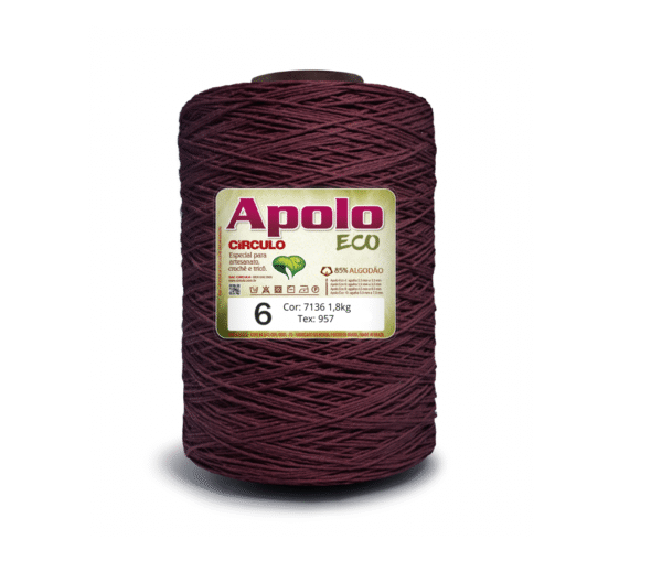 Barbante Apolo Eco Círculo – Tex 957 | Nº 6 – 1,8kg – Cor 7136 (Marsala)