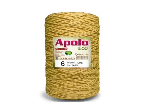 Barbante Apolo Eco Círculo – Tex 957 | Nº 6 – 1,8kg – Cor 1660 (Amarelo Ouro)