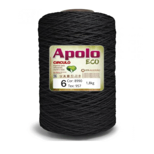 Barbante Apolo Eco Círculo – Tex 957 | Nº 6 – 1,8kg – Cor 8990 (Preto)