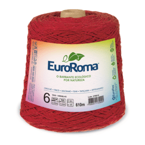 Barbante EuroRoma – Tex 984 | N° 6 – 610M – Cor 1000 (Vermelho)