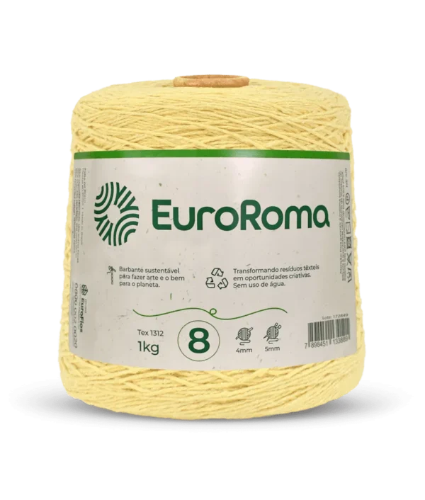 Barbante EuroRoma Nº 8 – Tex 1.312 | 1kg | Cor 400 (Amarelo Bebê)