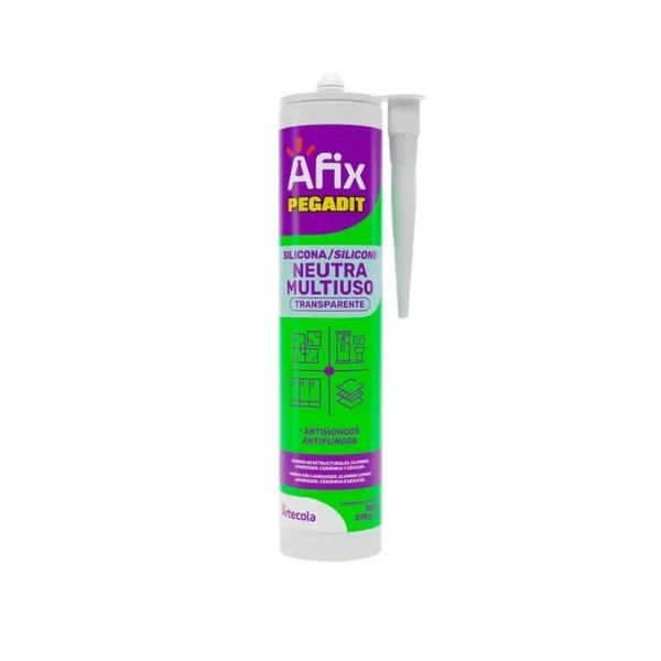 Silicone Acético Incolor Transparente Pegadit Afix – Cartucho 280ml – Vedação e Fixação