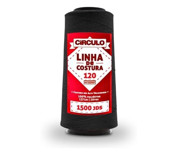 Linha de Costura 120 – 100% Poliéster – Tex 29 – 1371m – Cor 325 (Preto)