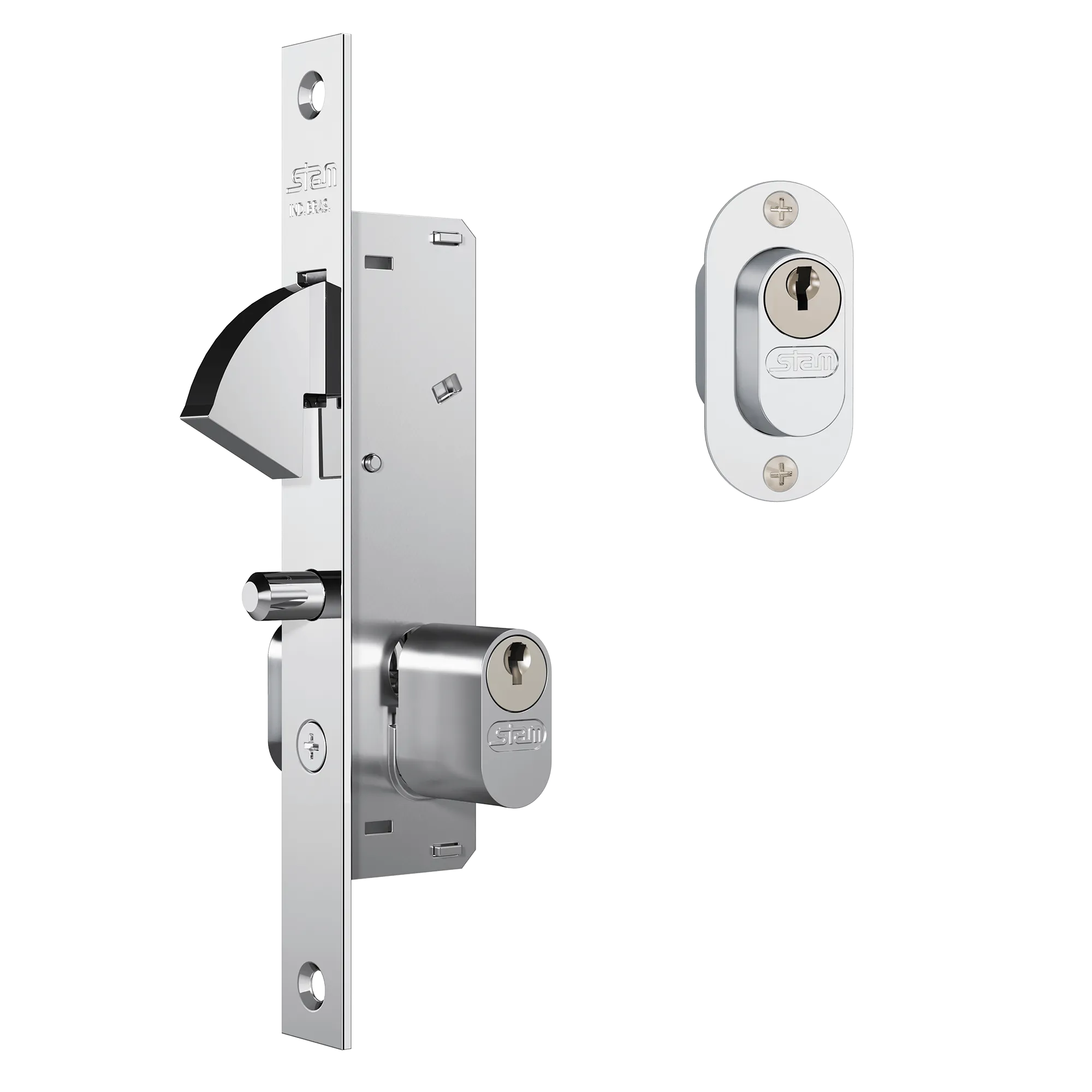 Fechadura Stam 901/950 Porta de Correr | Acabamento Inox Escovado