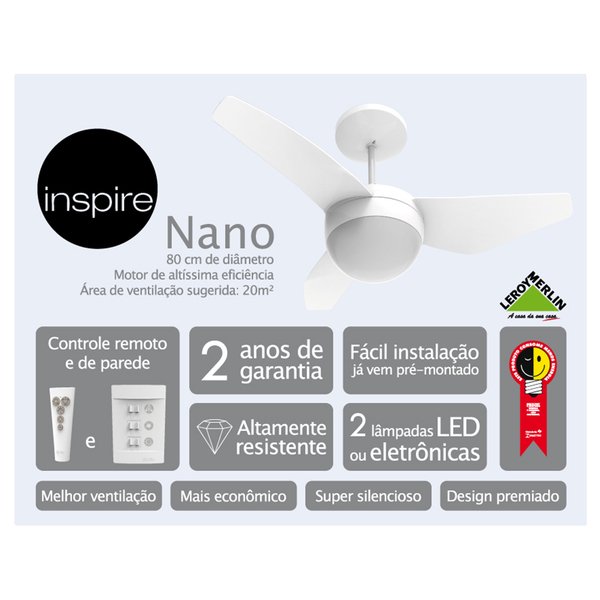 Ventilador de Teto Nano Cristal 80cm – 3 Pás com Controle Remoto - Image 7
