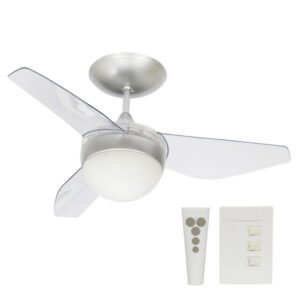 Ventilador de Teto Nano Cristal 80cm – 3 Pás com Controle Remoto