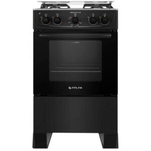 Fogão 4 Bocas Atlas Mônaco Plus Preto com Acendimento Automático e Mesa Inox